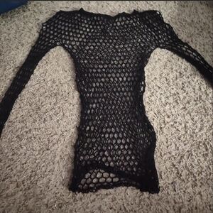 Black Fishnet Long Sleeve Top